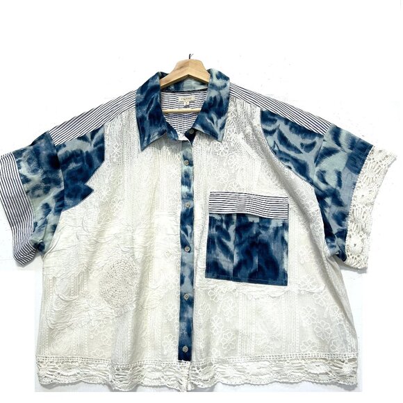 Pilcro Patchwork Cabana Shirt size 2X - Picture 2 of 12